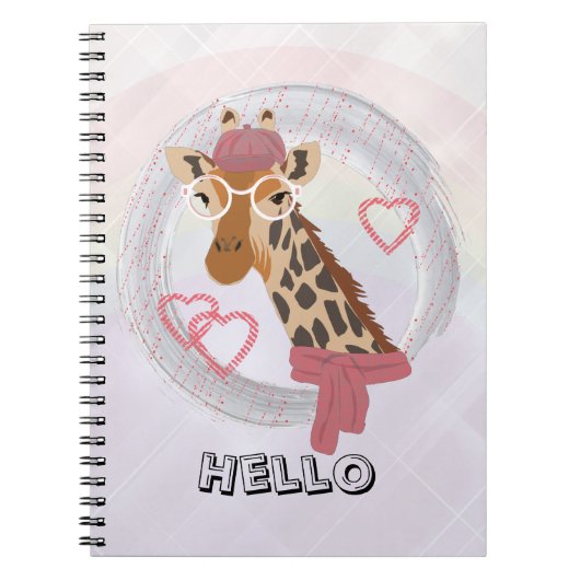 Giraffe mit Brille und roter Bettdecke Notizblock (Vorderseite)