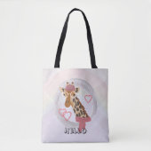 Giraffe mit Brille und roter Bettdecke Tasche (Vorderseite)