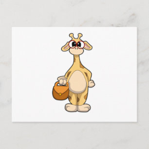 Giraffe mit Brille und Tasche Postkarte