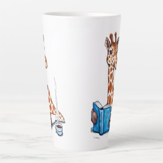 Giraffe mit Buch und Getränk Milchtasse (Vorderseite)
