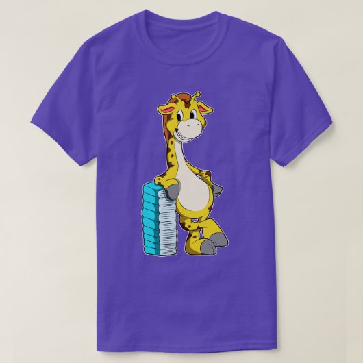Giraffe mit Buchstapel T-Shirt (Design vorne)
