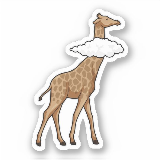 Giraffe mit Cloud Aufkleber (Vorderseite)
