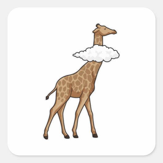 Giraffe mit Cloud Quadratischer Aufkleber (Vorderseite)