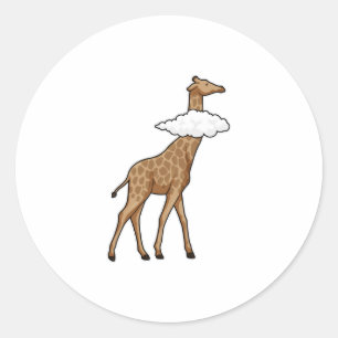 Giraffe mit Cloud Runder Aufkleber