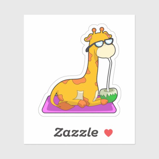 Giraffe mit Coconut Aufkleber (Blatt)