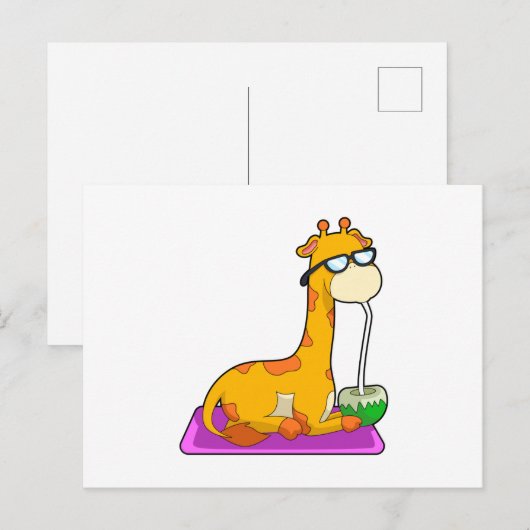Giraffe mit Coconut Postkarte (Vorne/Hinten)