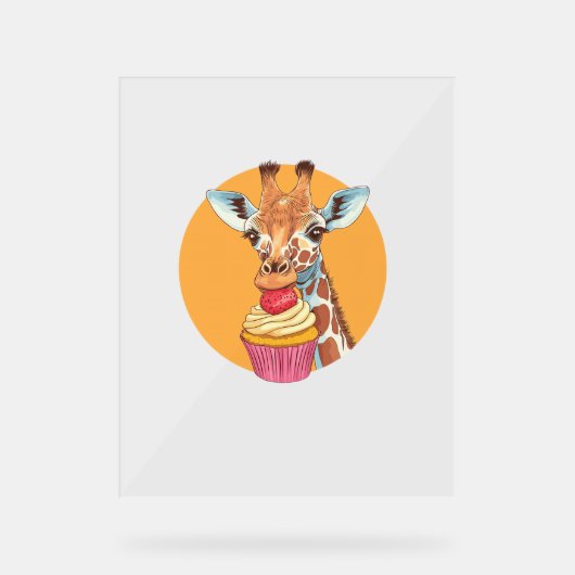 Giraffe mit Cupcake Acrylschild (Vorderseite)