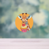 Giraffe mit Cupcake Acrylschild (Neutral)