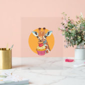 Giraffe mit Cupcake Acrylschild (Hochzeit)