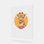 Giraffe mit Cupcake Acrylschild (Winkel)