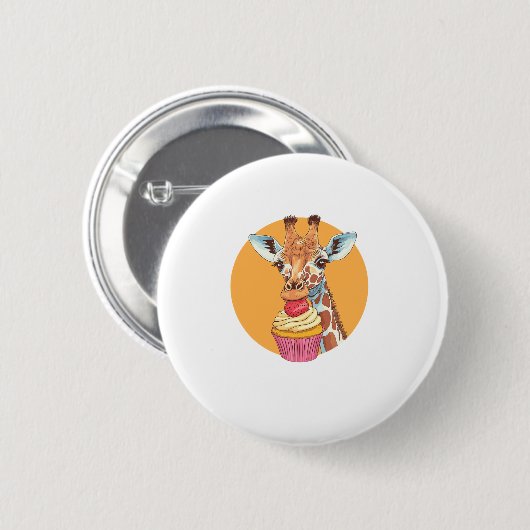 Giraffe mit Cupcake Button (Vorne & Hinten)