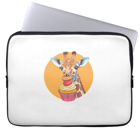 Giraffe mit Cupcake Laptopschutzhülle (Vorderseite)