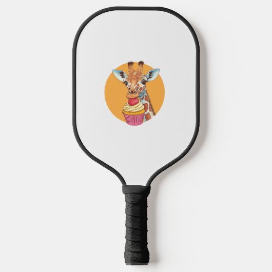 Giraffe mit Cupcake Pickleball Schläger (Vorderseite)