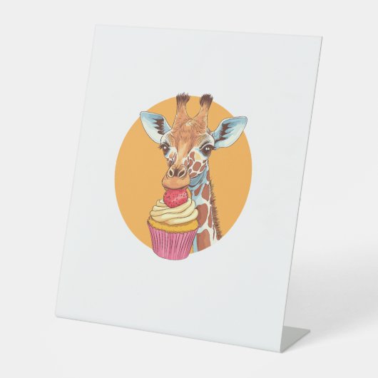 Giraffe mit Cupcake   Sockelschild (Vorderseite)