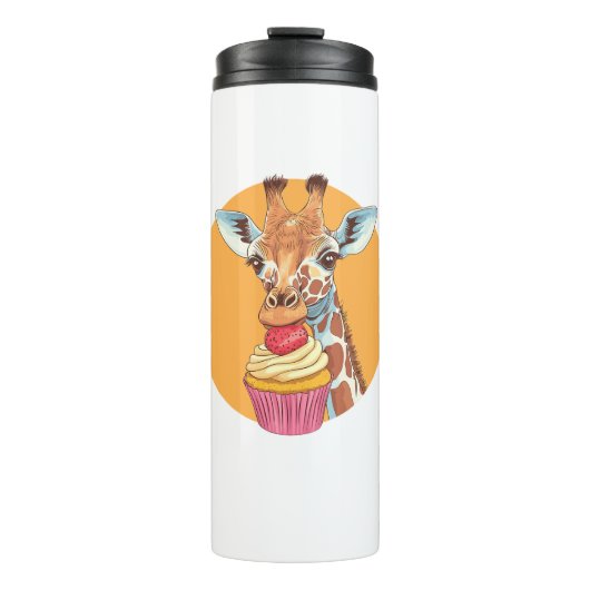 Giraffe mit Cupcake Thermosbecher (Vorderseite)