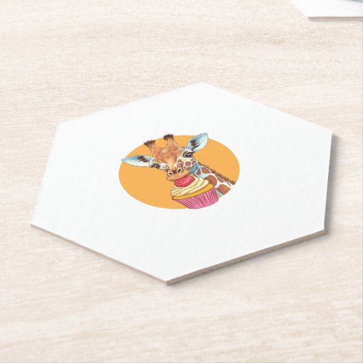 Giraffe mit Cupcake Untersetzer (angewinkelt)