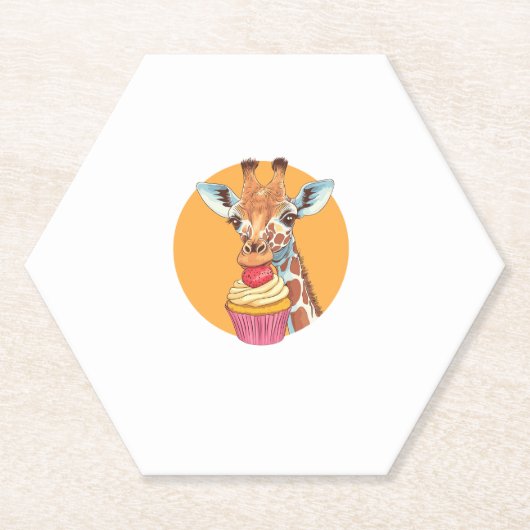 Giraffe mit Cupcake Untersetzer (Vorderseite)