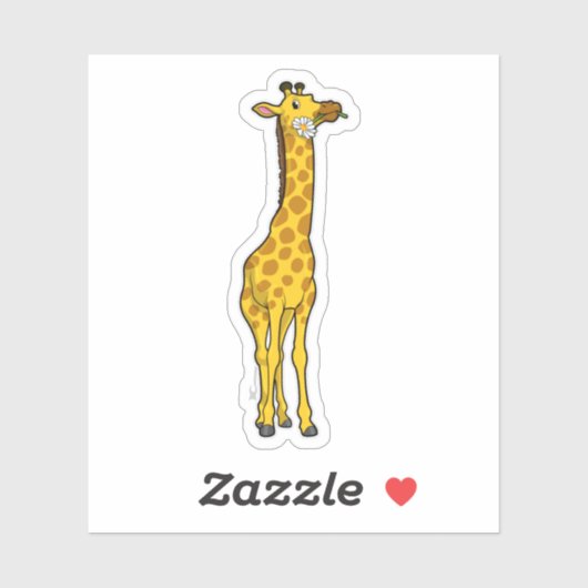 Giraffe mit Daisy Aufkleber (Blatt)