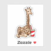 Giraffe mit Drink Aufkleber (Blatt)