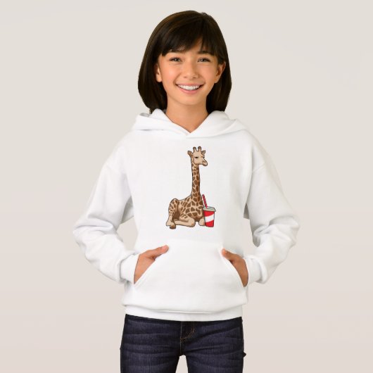 Giraffe mit Drink Hoodie (Vorne ganz)