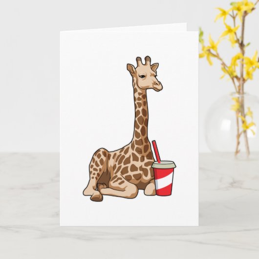 Giraffe mit Drink Karte (Gelbe Blume)