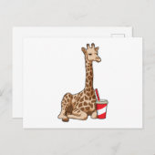 Giraffe mit Drink Postkarte (Vorne/Hinten)