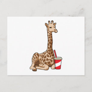 Giraffe mit Drink Postkarte