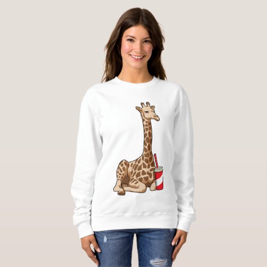 Giraffe mit Drink Sweatshirt (Vorne ganz)
