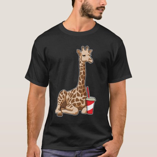 Giraffe mit Drink T-Shirt (Vorderseite)