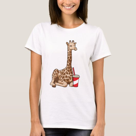Giraffe mit Drink T-Shirt (Vorderseite)