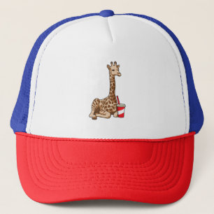 Giraffe mit Drink Truckerkappe
