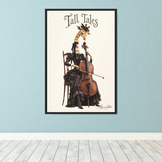 Giraffe mit einem Cello Leinwanddruck (Insitu (Holzboden))