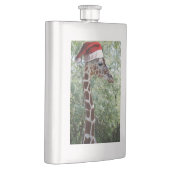 Giraffe mit einem Weihnachtshut auf Flachmann (Rechts)