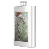 Giraffe mit einem Weihnachtshut auf Flachmann (Links)
