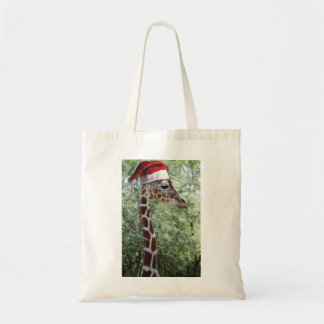 Giraffe mit einem Weihnachtshut auf Tragetasche