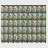 Giraffe mit einem Weihnachtshut Geschenkpapier (Flach)