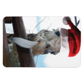 Giraffe mit einem Weihnachtshut Magnet (Horizontal)