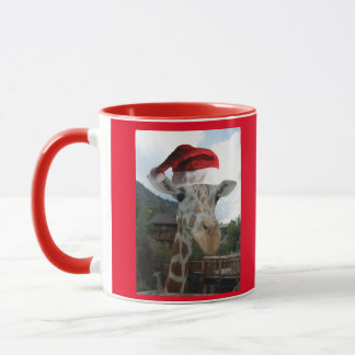 Giraffe mit einem Weihnachtshut Tasse
