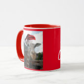 Giraffe mit einem Weihnachtshut Tasse (Vorderseite Links)