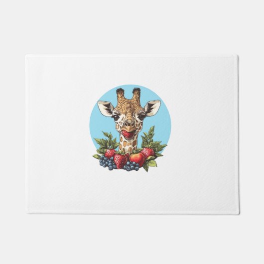 Giraffe mit Erdbeeren Blaubeeren Äpfel Fußmatte (Vorderseite)