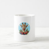 Giraffe mit Erdbeeren Blaubeeren Äpfel Kaffeetasse (Mittel)