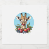 Giraffe mit Erdbeeren Blaubeeren Äpfel Schaumweinetikett (Einzelnes Label)