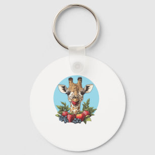 Giraffe mit Erdbeeren Blaubeeren Äpfel Schlüsselanhänger