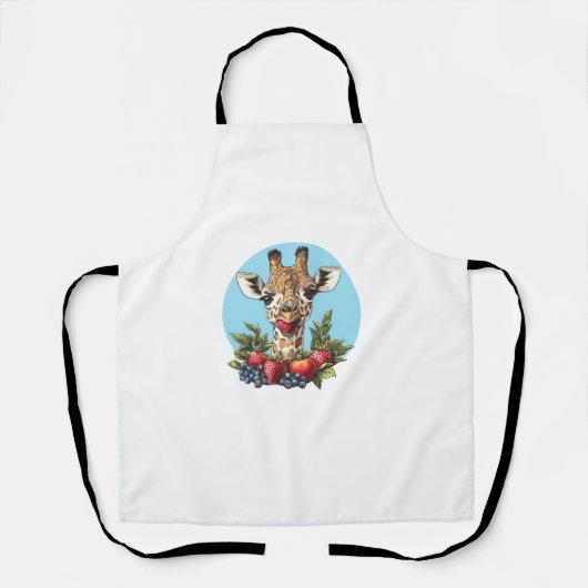 Giraffe mit Erdbeeren Blaubeeren Äpfel Schürze (Vorderseite)
