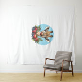 Giraffe mit Erdbeeren Blaubeeren Äpfel Wandteppich (Beispiel (Horizontal))