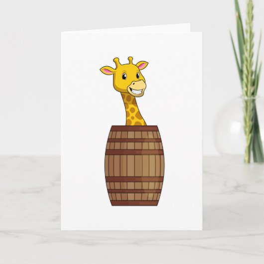 Giraffe mit Fass Karte (Vorderseite)