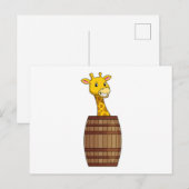 Giraffe mit Fass Postkarte (Vorne/Hinten)