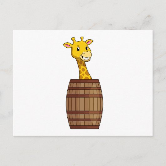 Giraffe mit Fass Postkarte (Vorderseite)
