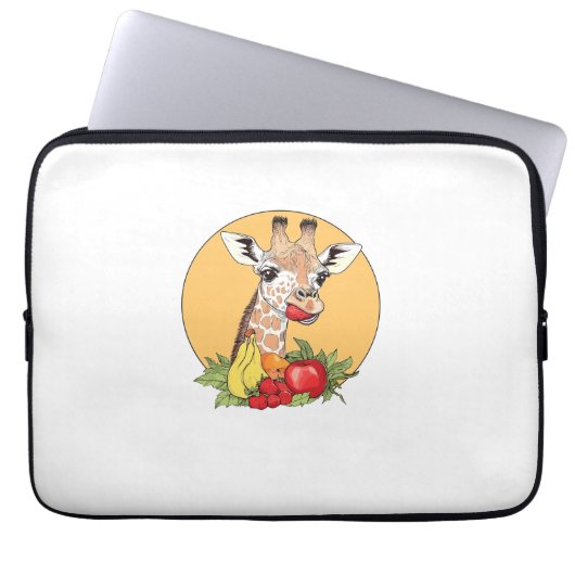 Giraffe mit Fruit Illustration Fun Vibes Laptopschutzhülle (Vorderseite)