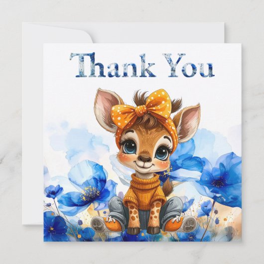 Giraffe mit gepunkteter Schleife Danke (Vorderseite)
